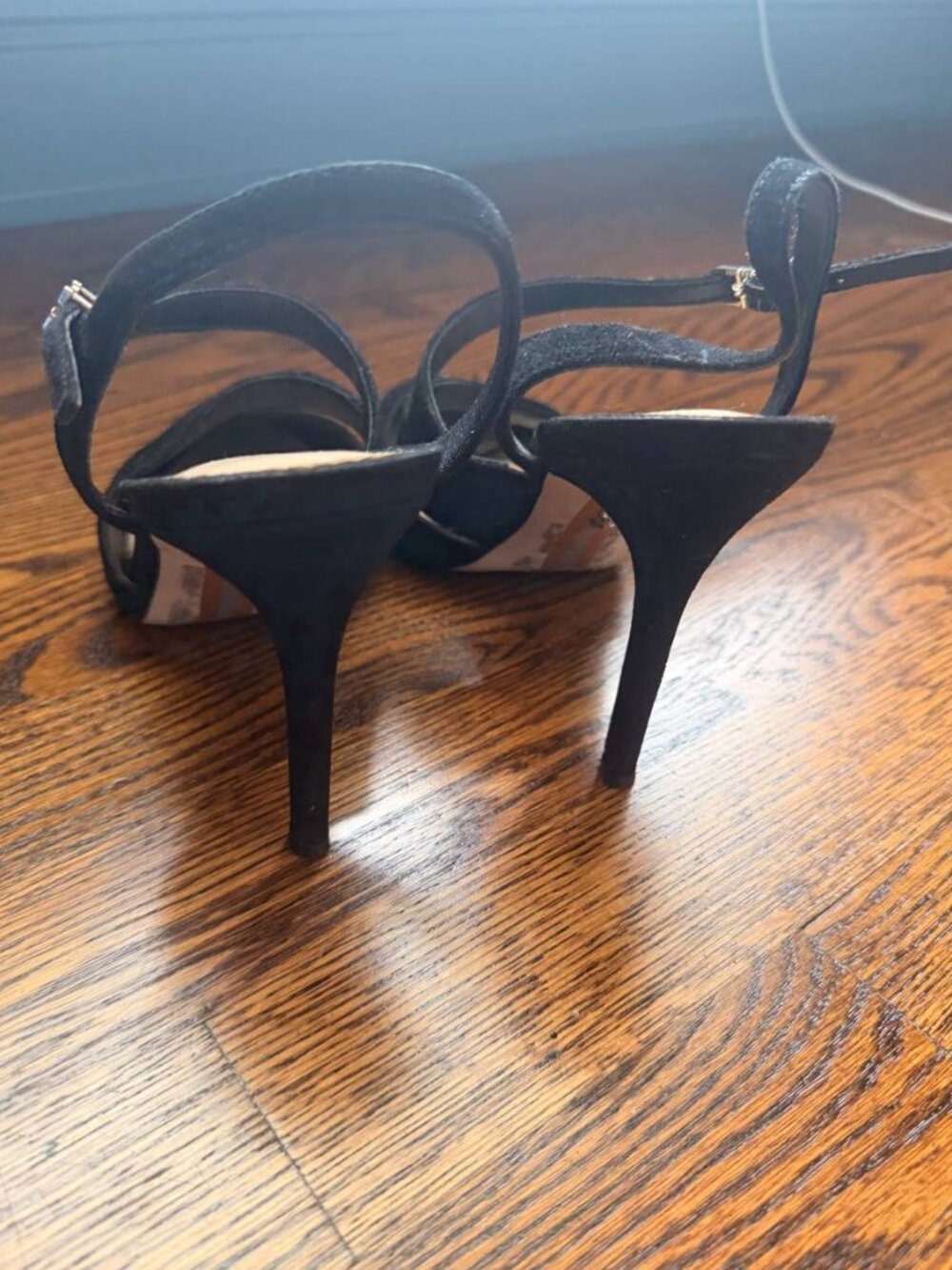 Sam Edelman Black Suede Strappy Pointed Toe Slingback Heels - Picture 3 of 4